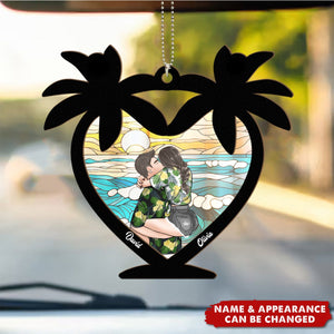 Beach Couple - Personalized Car Ornament