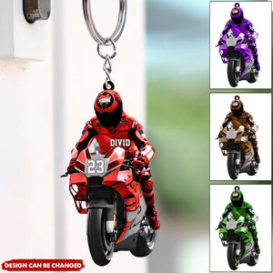 Personalized Motorcycle Keychain, Customized Flat Acrylic Keychain for Motorcycle Lovers