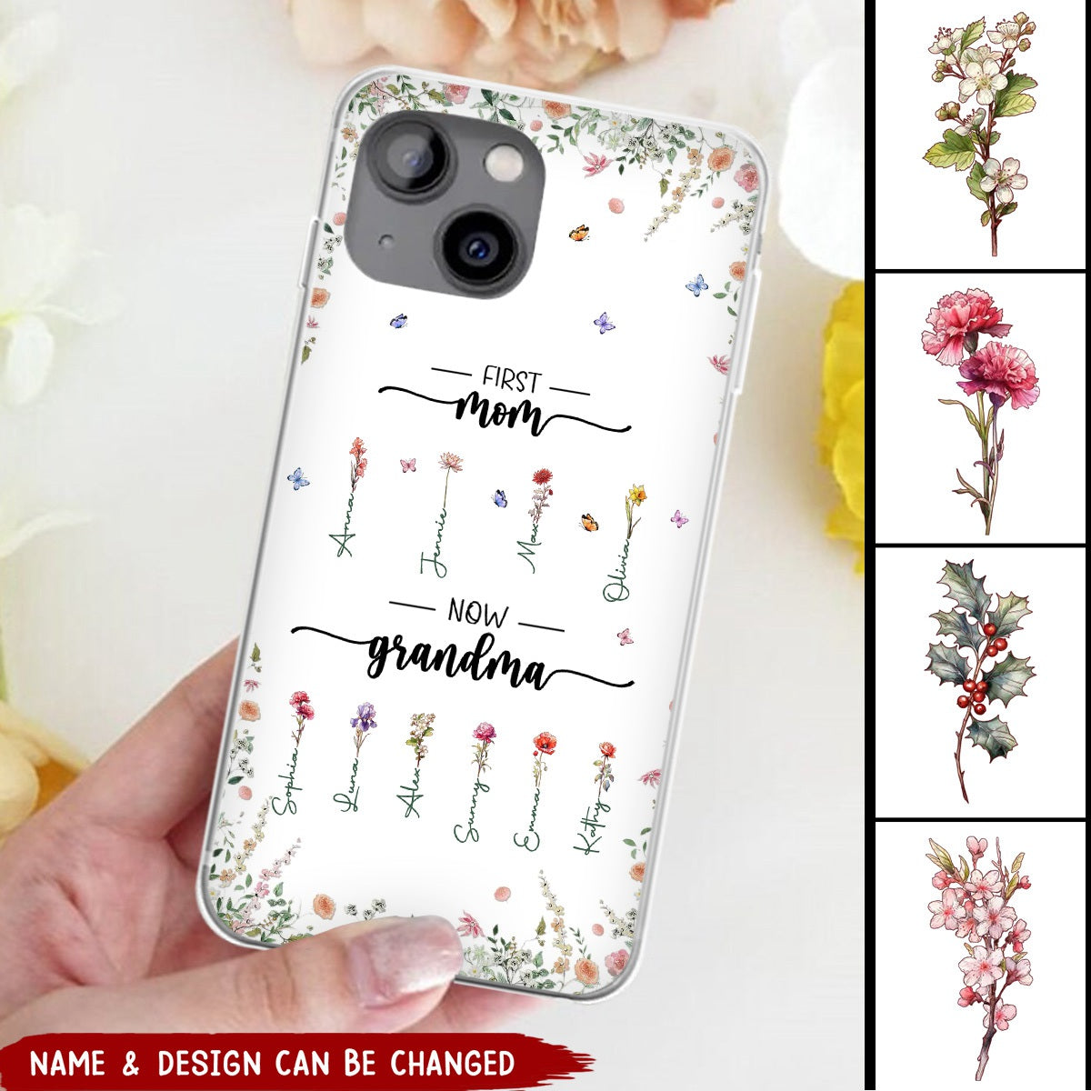 First Mom Now Granny - Family Personalized Custom Clear Phone Case - Gift For Mom, Grandma