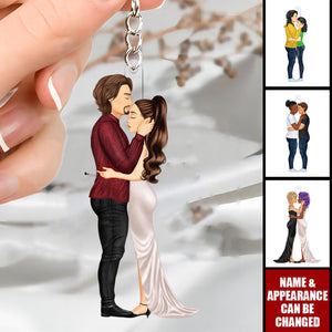 Kissing Couple - Personalized Acrylic Keychain - Valentine's Day Gift For Her, Gift For Him