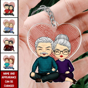 I'm Thankful To Have You In My Life - Couple Personalized Custom Heart Shaped Acrylic Keychain - Gift For Husband Wife, Anniversary