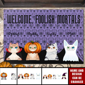 Welcome Foolish Mortals Cat - Personalized Doormat