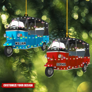 Auto Rickshaw Christmas Light Tree Ornament, Custom Car Ornament, Motorcycles lovers Reindeer Xmas Ornaments, Gift For Christmas