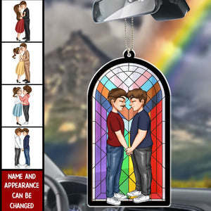 Door Couple Love Pride Month - Personalized Car Ornament