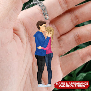 Kissing Couple - Personalized Acrylic Keychain - Valentine's Day Gift For Her, Gift For Him