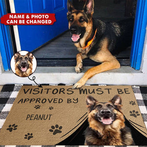 Custom Photo Visitors Must Be Approved By This Dog - Dog & Cat Personalized Doormat - House Warming Gift For Pet Owners, Pet Lovers