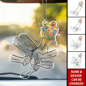 Hand In Hand Wild Flower - Gift For Mom, Mother, Grandma, Dad, Father, Grandpa - Personalized Car Ornament