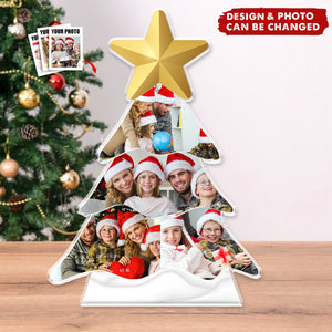 Custom Photo Xmas Tree With Memorable Year Moment - Family Christmas Decorations - Personalized Acrylic Photo Plaque