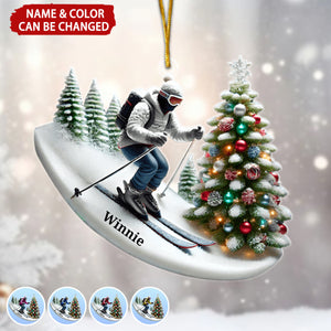 Merry Christmas Skiing Personalized Ornament, Gift For Skiing Lover