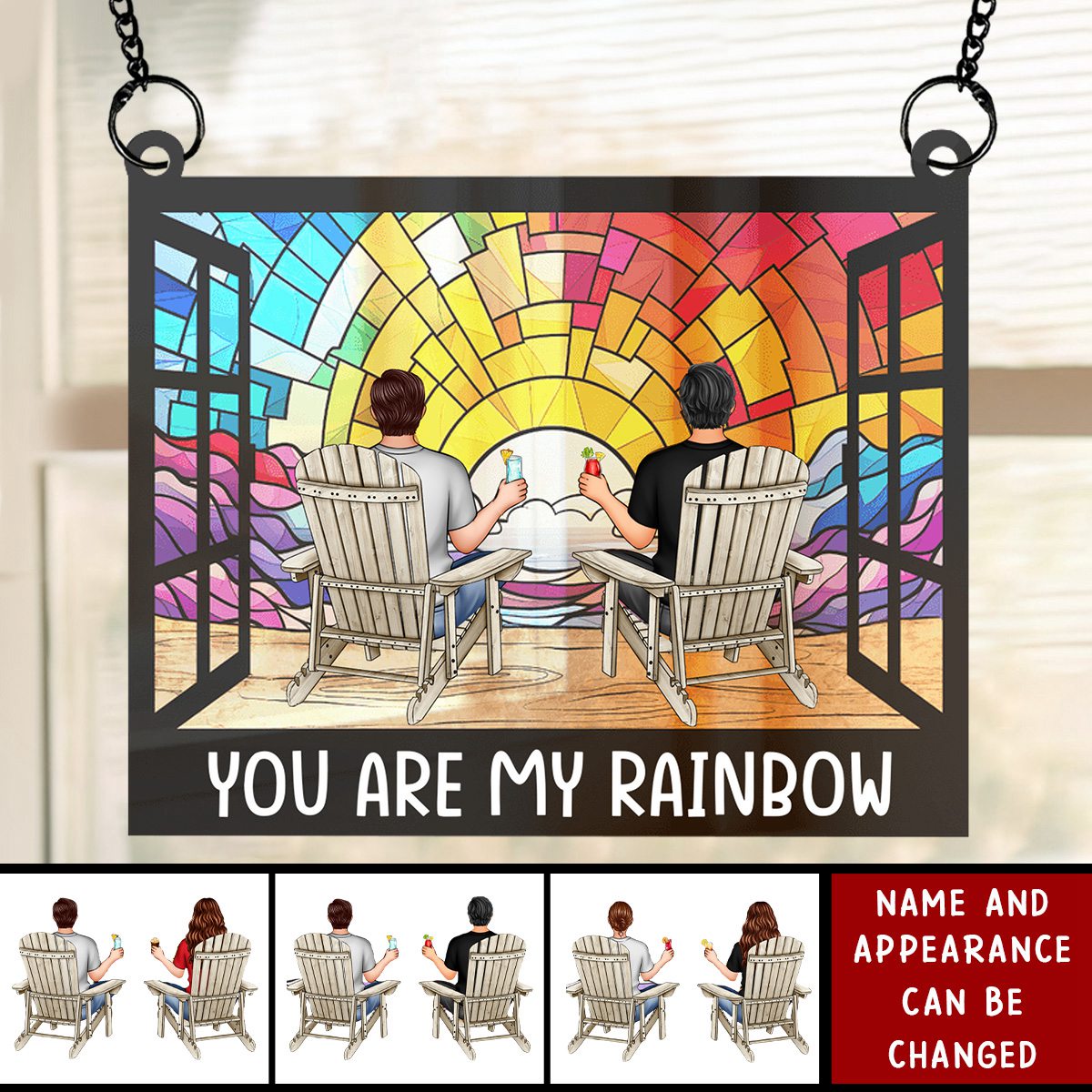 You Are My Rainbow - Personalized Window Hanging Suncatcher Ornament