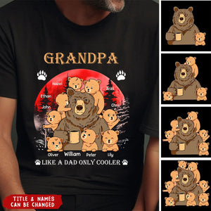 Personalized Grandpa Like A Dad Only Cool Bear Printed T-shirt