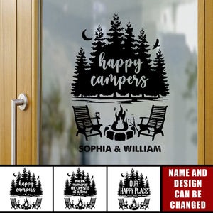 Our Happy Place - Camping Personalized Custom RV Decal - Gift For Camping Lovers