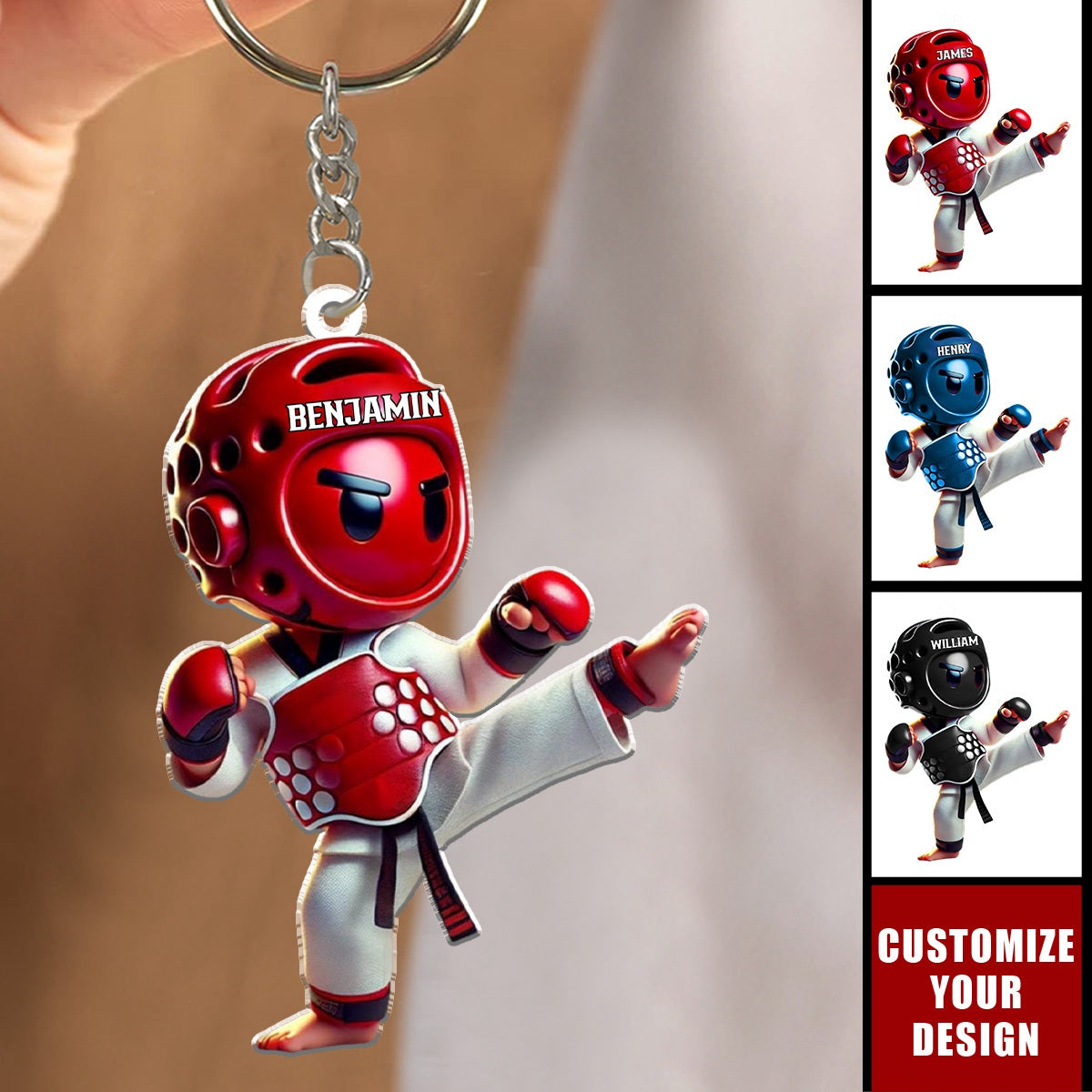 Custom Name Taekwondo Keychain - Personalized Acrylic Keychain