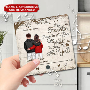 Favorite Place In The World Couple Standing Back View Personalized Music Fridge Magnet