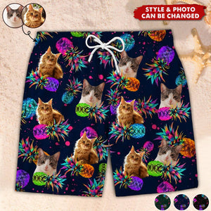 Custom Photo Fur And Sun Make Everything Fun - Dog & Cat Personalized Custom Tropical Hawaiian Aloha Men Beach Shorts