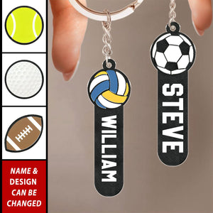 Baseball, Basketball, Softball, Soccer, Football Sports Personalized Keychain