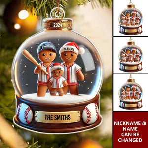 Baseball Gingerbread Family Sport Lover Personalized Acrylic Ornament