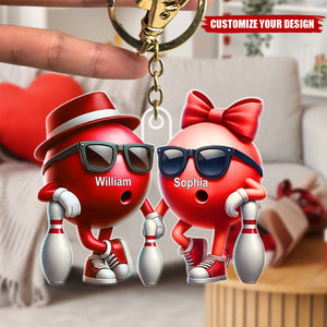 Bowling Couple Together - Personalized Keychain