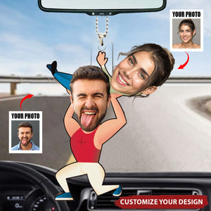 Custom Photo Gifts For Gym Couple - Personalized Car Ornament