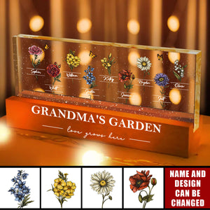 Grandma's Garden Of Grandkids Birth Month Flowers Personalized LED Night Light, Heartfelt Gift For Grandma, Mom