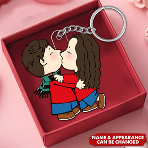 Kissing Couple - Personalized Acrylic Keychain - Valentine's Day Gift