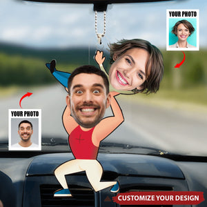 Custom Photo Gifts For Gym Couple - Personalized Car Ornament