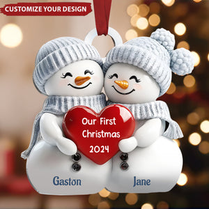 Personalised Couple Snowman Ornament - Christmas Gift For Her/Him