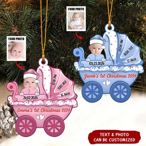 Baby Stroller Photo Christmas - Personalized Acrylic Ornament