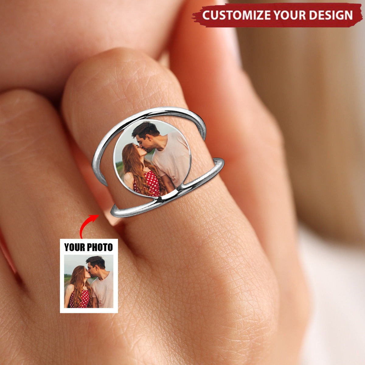 Personalized Husband & Wife Photo Custom Ring