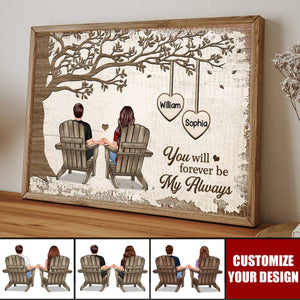 Couple Back View Sitting Under Tree Personalized Poster