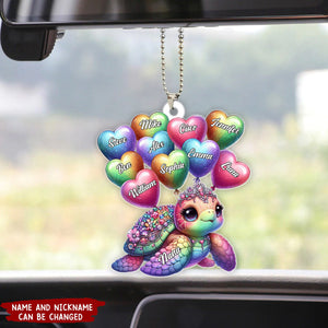 Pretty Sea Turtle Nana Auntie Mom Sweet Heart Balloon Kids Personalized Car Ornament