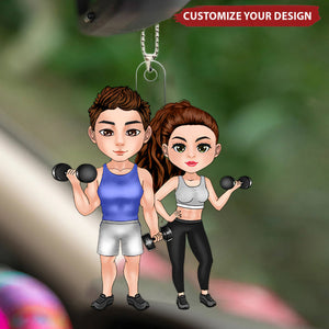 Gym Couple - Personalized Couples Car Ornament - Gift For Gym Couple