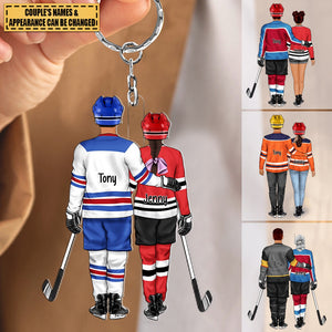 Ice Hockey Partners for Life - Personalized Gifts Custom Keychain for Couples, Ice Hockey Lovers