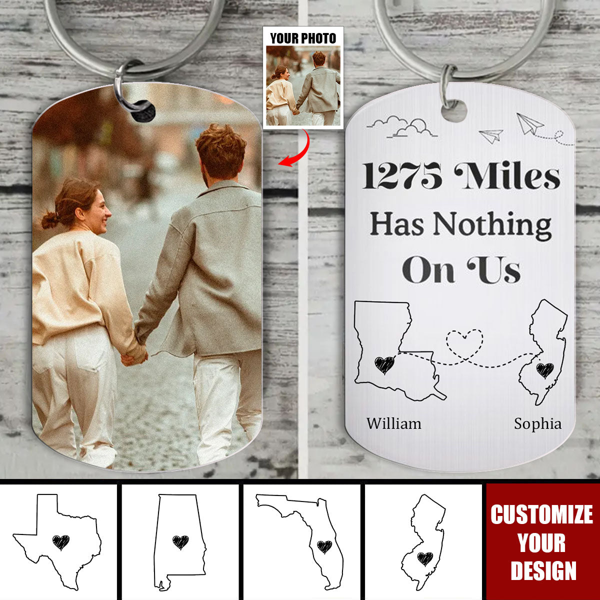 Custom Photo Miles Has Nothing On Us - Personalized Stainless Steel Keychain