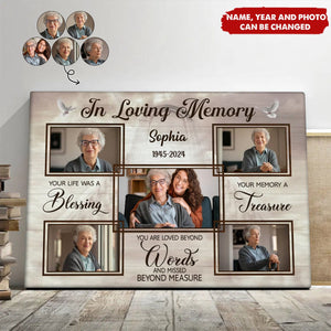 In Loving Memory You Life Was A Blessing - Personalized Canvas, Memorial Gift