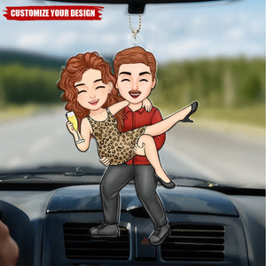 Princess Carry Couple - Personalized Acrylic Car Ornament