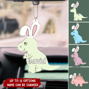 Dinosaurs Kid Name With Bunny Ears Cute Personalized Car Ornament