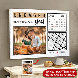 Personalized Anniversary Couple Gift Where She Said Yes Poster