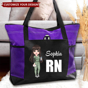 Personalized Nurse Cartoon Character Large Oxford Tote Bag Gift For Nurse