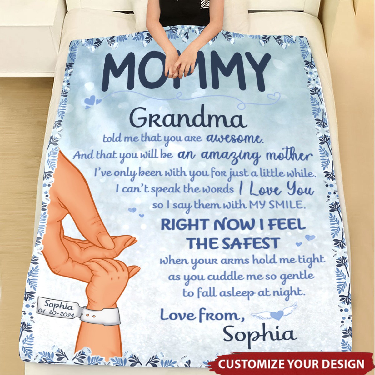 Family Personalized Baby Blanket - Baby Shower Gift For First Mom