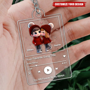 Cute Couple Personalized Song Keychain - Gifts For Couples