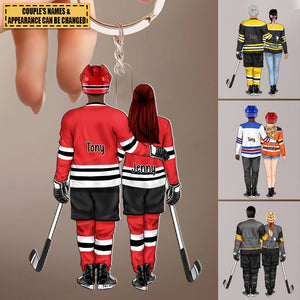 Ice Hockey Partners for Life - Personalized Gifts Custom Keychain for Couples, Ice Hockey Lovers