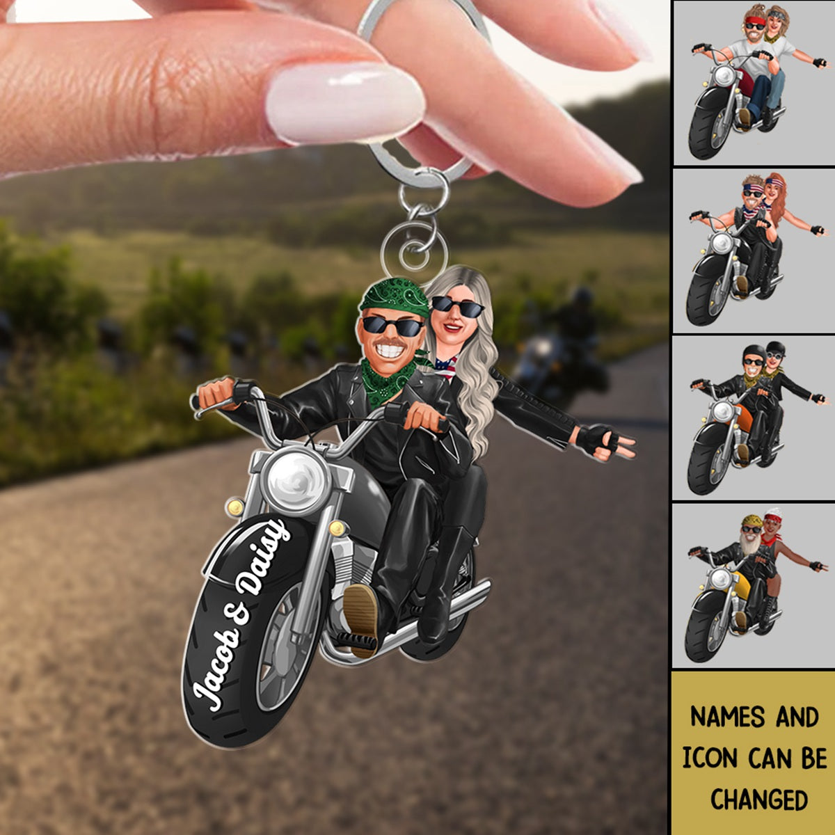 Biker Couple Behind Me On My Bike - Personalized Acrylic Keychain