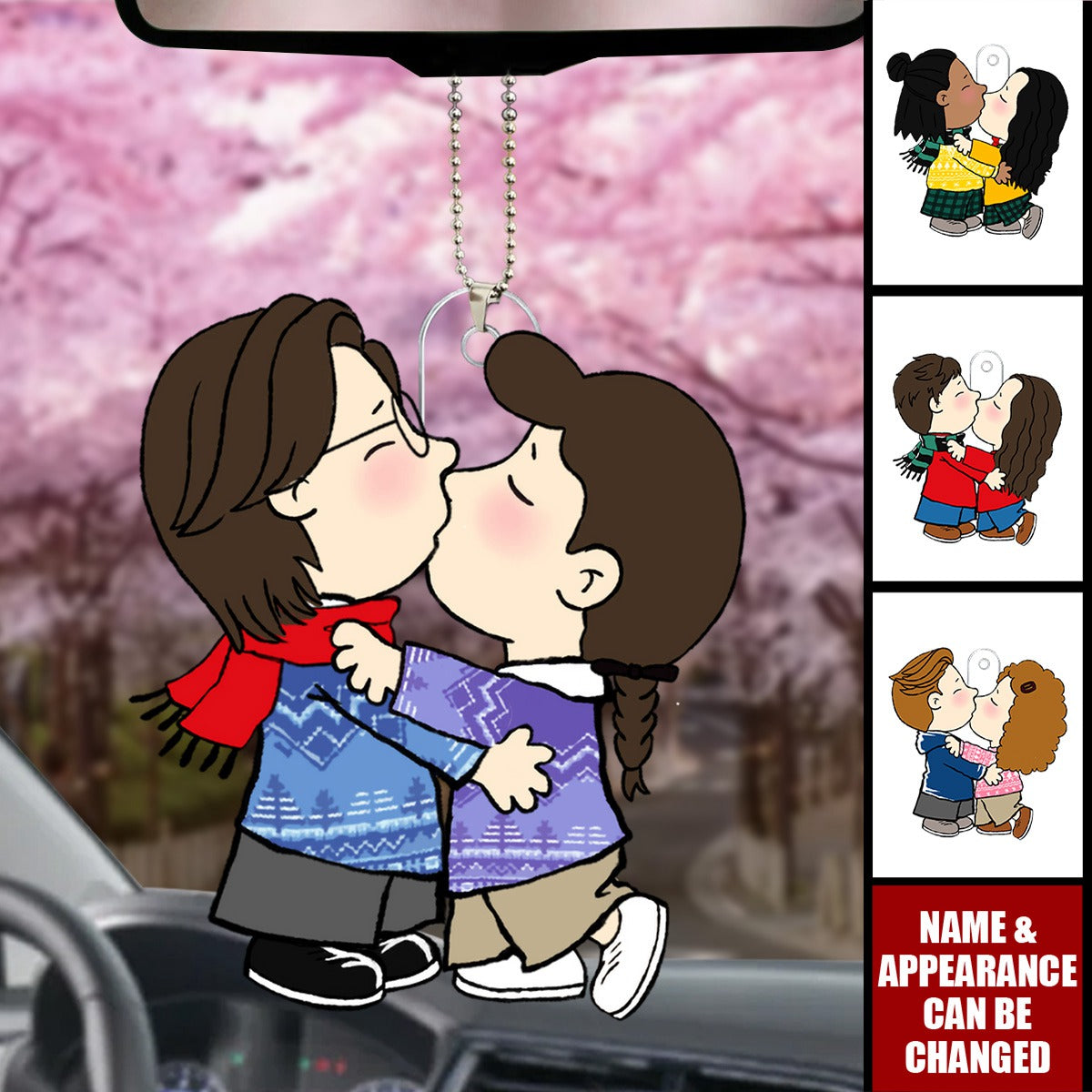 Kissing Couple - Personalized Acrylic Car Ornament - Valentine's Day Gift