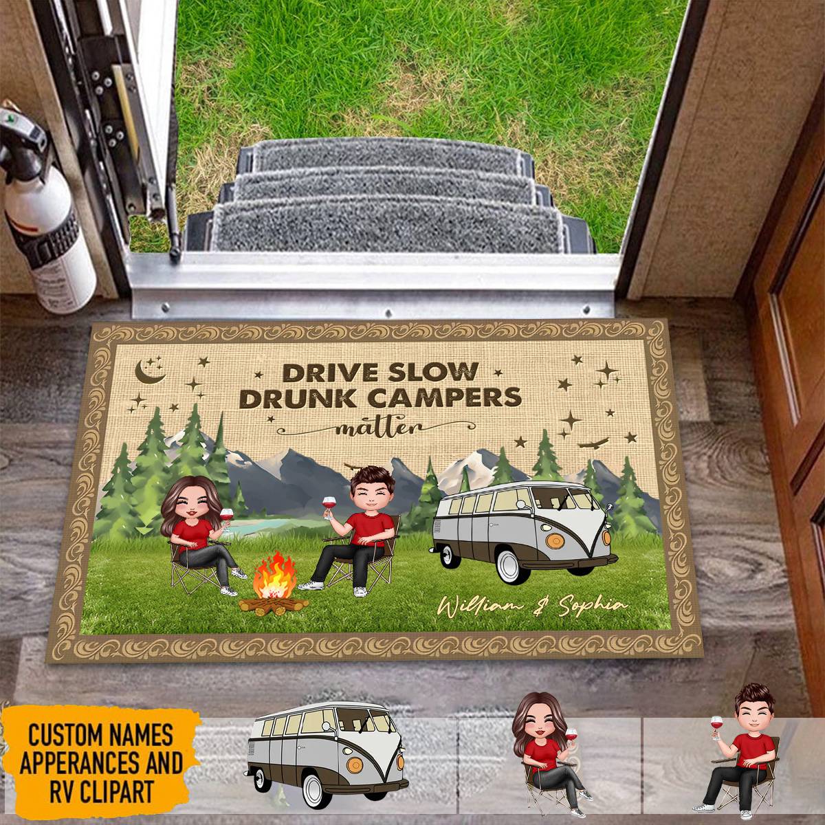 Happy Campers - Personalized Doormat, Gift For Couple