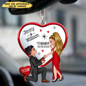 Keepsake Proposal Memory Engagement Couple Personalized Acrylic Car Ornament