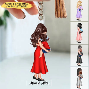 Mom Grandma Holding Kid Personalized Acrylic Keychain, Mother's Day Gift