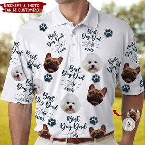 Best Dog Dad Ever - Personalized Photo Polo Shirt