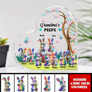 Grandma's Marshmallow Rabbit Personalized Heart Shaped Acrylic Plaque