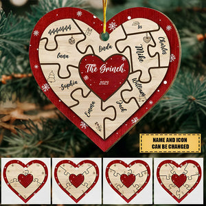 Our Family Puzzle Piece Heart Ornament